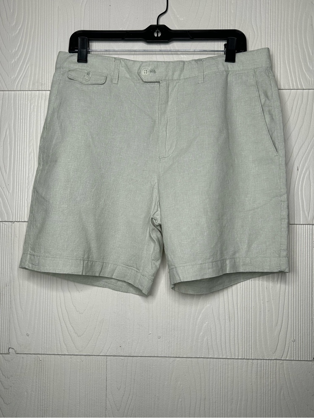 Banana Republic Light Sage Flat-Front Linen Shorts
